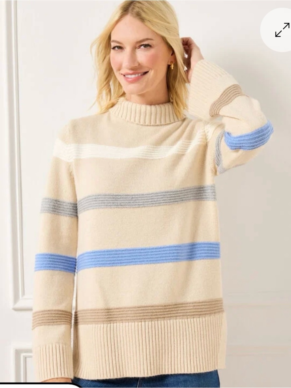 Talbots Funnel Neck Multi-Stripe Sweater